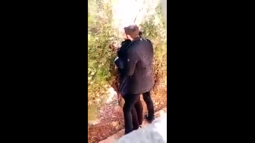 Arabian couple caught fucking near wall